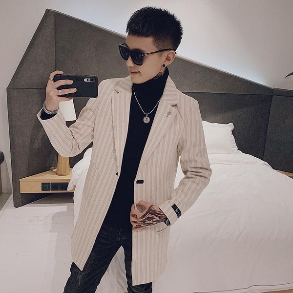 men's trench coats 2021 windbreaker social guy striped jacket slim mid-length korean style trendy coat casual all-match top, Tan;black
men's trench coats 2021 windbreaker social guy striped jacket slim mid-length korean style trendy coat casual all-match top, Tan;black