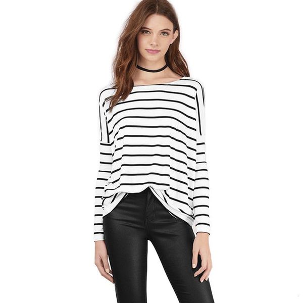 womens designer season sweater loose large size striped long sleeve shirt womena 9mtt, Black;brown
womens designer season sweater loose large size striped long sleeve shirt womena 9mtt, Black;brown