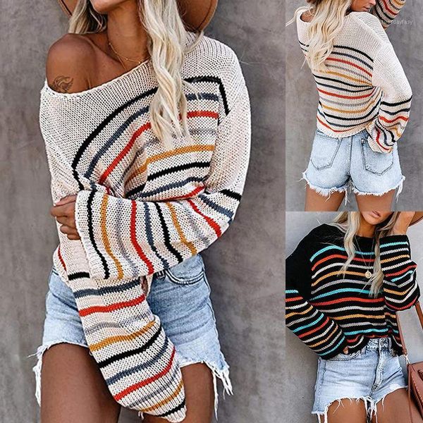 women's sweaters colorful striped sweater women's 2021 autumn product fashion one-line neck strapless knitwear1, White;black
women's sweaters colorful striped sweater women's 2021 autumn product fashion one-line neck strapless knitwear1, White;black