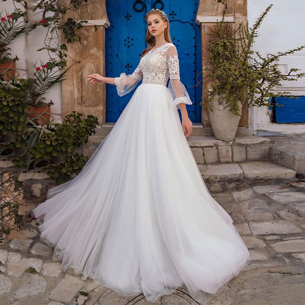 2021 new romantic a line wedding o neck lantern sleeves illusion lace applique sweep train vestidos de novia bridal gown bnn0, White
2021 new romantic a line wedding o neck lantern sleeves illusion lace applique sweep train vestidos de novia bridal gown bnn0, White
