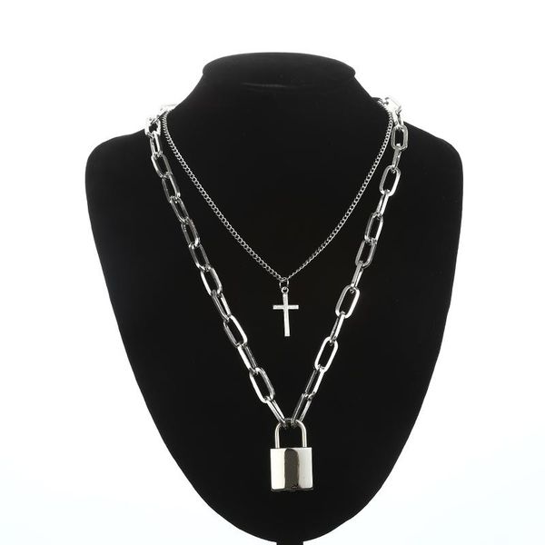 Neck Chain Punk Necklace Women Men Square Lock Cross Pendants Winter Jewelry Metal Padlock Cool Grunge Goth Accessories, Golden;silver
Neck Chain Punk Necklace Women Men Square Lock Cross Pendants Winter Jewelry Metal Padlock Cool Grunge Goth Accessories, Golden;silver