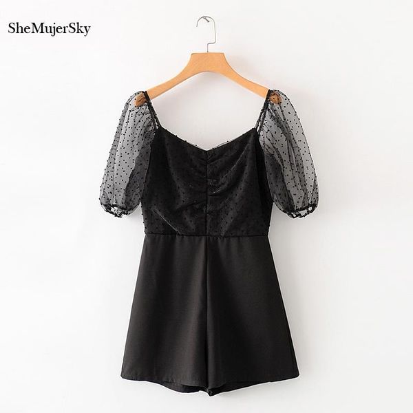 shemujersky women black rompers summer short sleeve playsuit mesh sleeve spliced jumpsuits 2020 ladies playsuits1, Black;white
shemujersky women black rompers summer short sleeve playsuit mesh sleeve spliced jumpsuits 2020 ladies playsuits1, Black;white