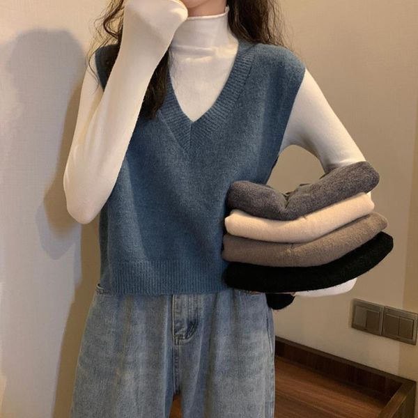 women's vests 2021 knitted vest woman simple all-match v-neck sweater leisure student sleeveless female vintage waistcoat y548, Black;white
women's vests 2021 knitted vest woman simple all-match v-neck sweater leisure student sleeveless female vintage waistcoat y548, Black;white