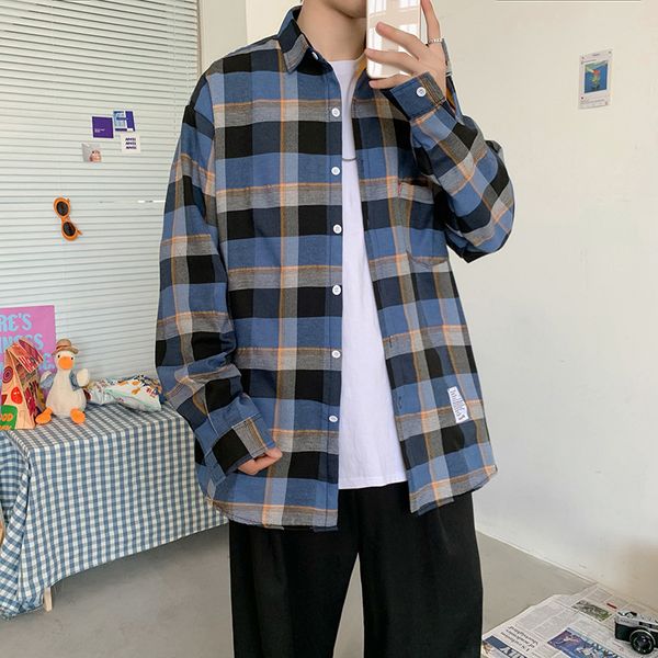 autumn plaid men's long sleeve fashion korean ins loose shirt coat cool casual, White;black
autumn plaid men's long sleeve fashion korean ins loose shirt coat cool casual, White;black