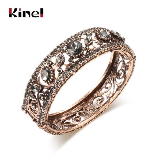 kinel new retor gold color boho bangle for women grey crystal flower elastic c shape turkish vintage gift, Black
kinel new retor gold color boho bangle for women grey crystal flower elastic c shape turkish vintage gift, Black