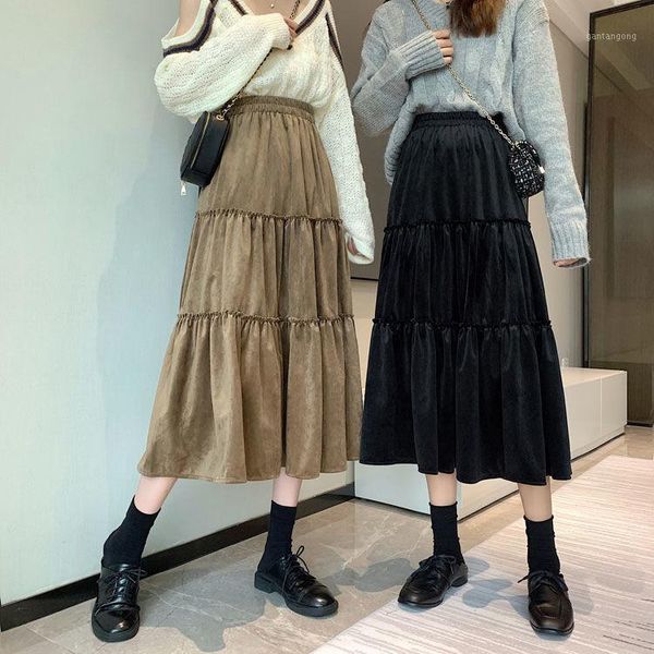 women 2021 autumn winter new fashion midi long a-line skirt female casual high waist velvet all-match skirts mujer faldas a3271, Black
women 2021 autumn winter new fashion midi long a-line skirt female casual high waist velvet all-match skirts mujer faldas a3271, Black