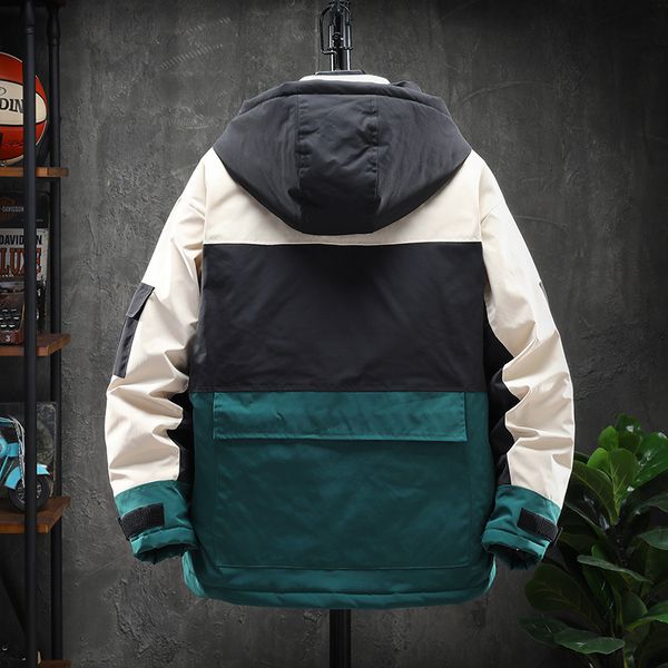 short 20 winter new wear korean color matching thickened large down cotton padded jacket men's coat, Black
short 20 winter new wear korean color matching thickened large down cotton padded jacket men's coat, Black
