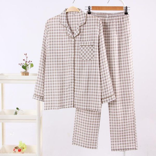 women's sleepwear couples plaid print long sleeve nightwear pajama set loose double layer cotton gauze homewear clothes pijama mujer al, Black;red
women's sleepwear couples plaid print long sleeve nightwear pajama set loose double layer cotton gauze homewear clothes pijama mujer al, Black;red