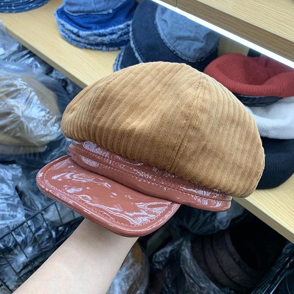 202009-jhmy autumn striped corduroy pu brim street octagonal hat men women visors cap, Blue;gray
202009-jhmy autumn striped corduroy pu brim street octagonal hat men women visors cap, Blue;gray