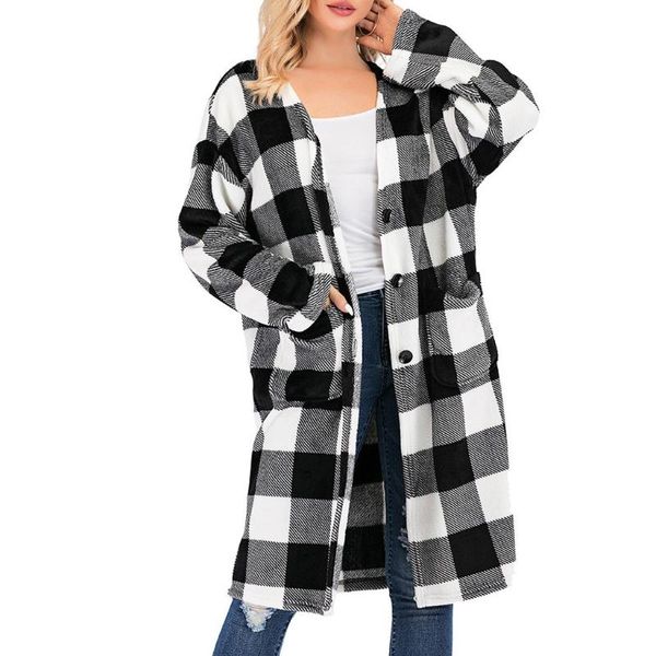 women's plaid cardigan fashion button loose coat long sleeve pocket jacket outwear autumn coat abrigo de mujer, Black;brown
women's plaid cardigan fashion button loose coat long sleeve pocket jacket outwear autumn coat abrigo de mujer, Black;brown