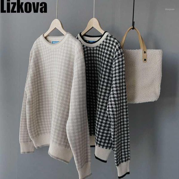 winter pullover women plaid o-neck sweater lazy oaf long sleeve loose jumpers casual 1, White;black
winter pullover women plaid o-neck sweater lazy oaf long sleeve loose jumpers casual 1, White;black