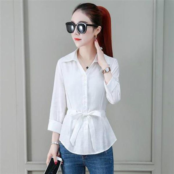 2021 new office work wear women spring summer style blouses shirts lady casual front bow tie sashes long sleeve blusas h232, White
2021 new office work wear women spring summer style blouses shirts lady casual front bow tie sashes long sleeve blusas h232, White