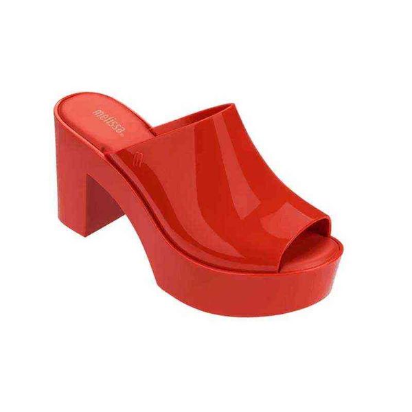 melissa shoes 2021 new women high heel sandals high-heeled jelly melissa shoes for women solid sandals female jelly shoes sm071 g0209, Black