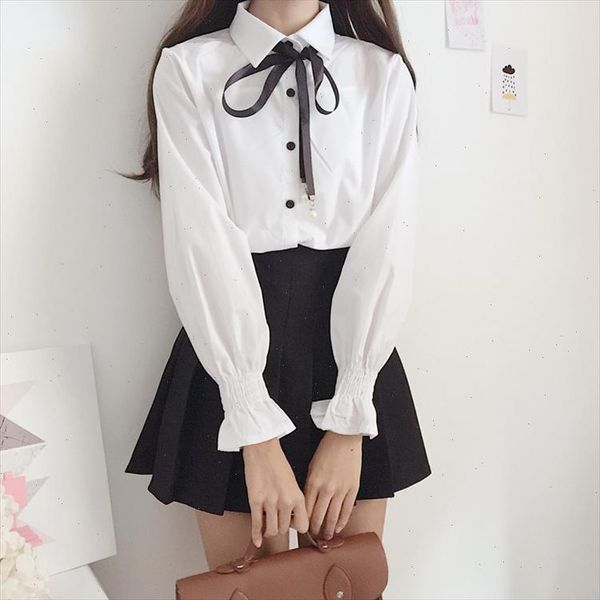 new cute bow college wind shirt female flare sleeve women blouse harajuku uniform shirt lace up white blouses woman
new cute bow college wind shirt female flare sleeve women blouse harajuku uniform shirt lace up white blouses woman