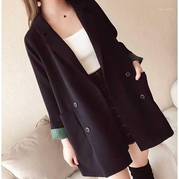 women's suits & blazers women spring and autumn fashion long sleeve double breasted jacket loose casual jackets work coat1, White;black
women's suits & blazers women spring and autumn fashion long sleeve double breasted jacket loose casual jackets work coat1, White;black