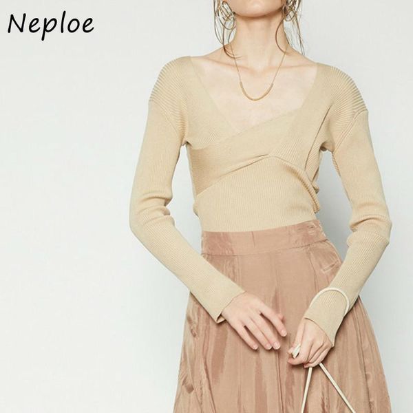 women's sweaters neploe sweet chic irregular cirss-cross knitted women fashion slim fit pullovers 2021 autumn solid color simple, White;black
women's sweaters neploe sweet chic irregular cirss-cross knitted women fashion slim fit pullovers 2021 autumn solid color simple, White;black