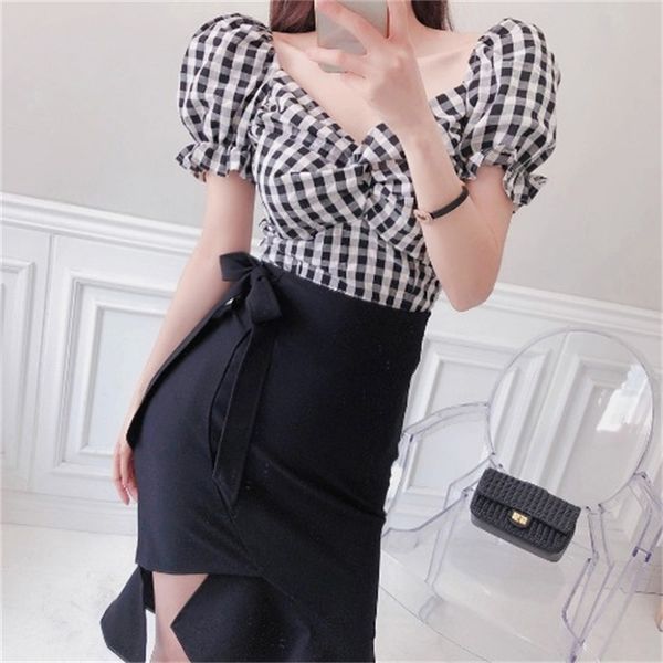2021 new temperament korean style summer plaid jacket + half-length hip irregular skirt arch dress fashion 8ajr, Gray
2021 new temperament korean style summer plaid jacket + half-length hip irregular skirt arch dress fashion 8ajr, Gray