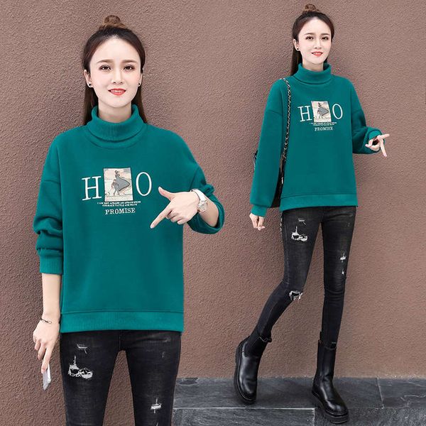 high neck plush sweater women's clothing new autumn winter korean loose foreign style warm jacket, Black
high neck plush sweater women's clothing new autumn winter korean loose foreign style warm jacket, Black