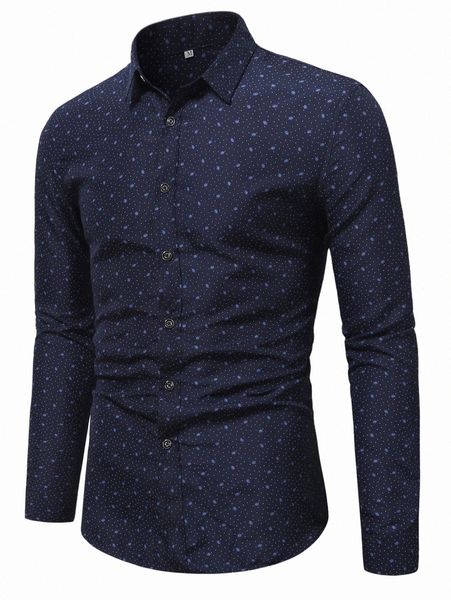 men polka dot & plant print shirt 19s5#, White;black