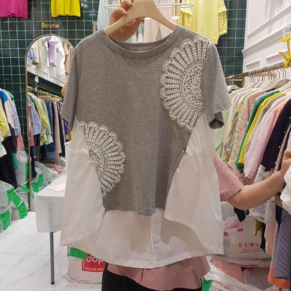 south korea east gate t-shirt pearl 2020 summer new product color contrast pearl decoration splicing trend temperament short sleeve t-shirt, White
south korea east gate t-shirt pearl 2020 summer new product color contrast pearl decoration splicing trend temperament short sleeve t-shirt, White