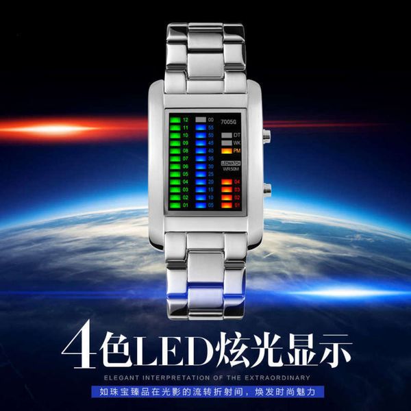 fashion creative personality led color metal light electronic watch men's waterproof sports watch, Silver
fashion creative personality led color metal light electronic watch men's waterproof sports watch, Silver