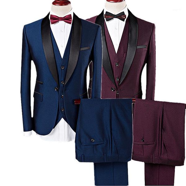 man suit 3 pieces set blue wine red business wedding banquet male long sleeve blazer and vest pants1, White;black
man suit 3 pieces set blue wine red business wedding banquet male long sleeve blazer and vest pants1, White;black