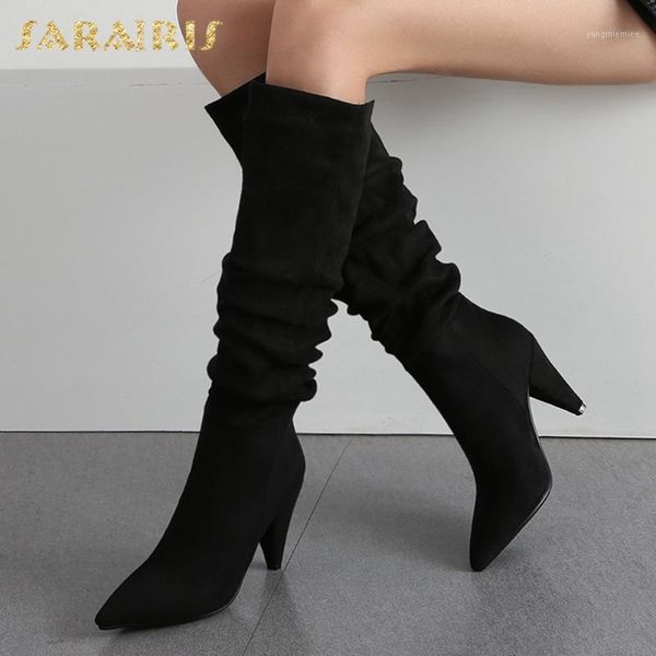 2021 sarairis new arrivals trendy pointed toe pleated knee high boots women shoes slip on work shoes lady1, Black
2021 sarairis new arrivals trendy pointed toe pleated knee high boots women shoes slip on work shoes lady1, Black