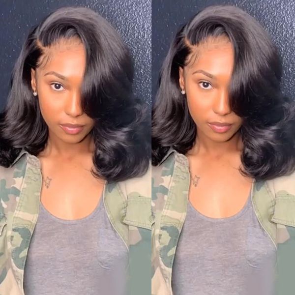 short bob wigs for women body wave lace frontal wig black roots remy brazilian lace front human hair wigs natural wavy 150%
short bob wigs for women body wave lace frontal wig black roots remy brazilian lace front human hair wigs natural wavy 150%