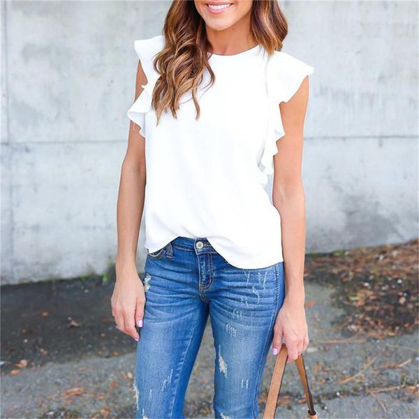 new women's chiffon blouse lotus leaf sleeve lady short sleeves round collar shirt temperament chiffon 20211, White
new women's chiffon blouse lotus leaf sleeve lady short sleeves round collar shirt temperament chiffon 20211, White