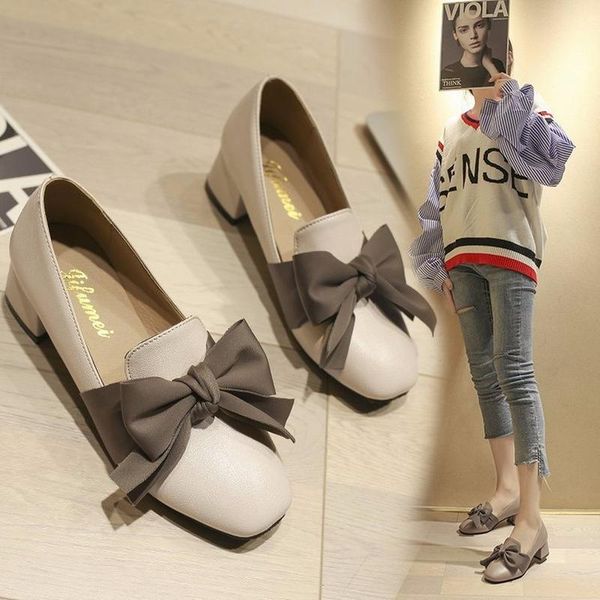 dress shoes 2021 autumn spring casual woman pumps square toe high heels bow knot fashion slip on solid leather oxford women, Black 
dress shoes 2021 autumn spring casual woman pumps square toe high heels bow knot fashion slip on solid leather oxford women, Black