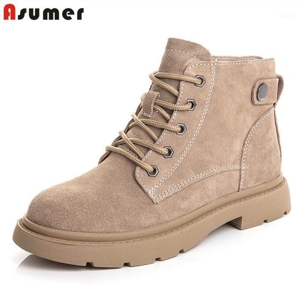 boots asumer 2021 cow suede genuine leather women fashion platform short lace up round toe ankle female shoes1, Black
boots asumer 2021 cow suede genuine leather women fashion platform short lace up round toe ankle female shoes1, Black