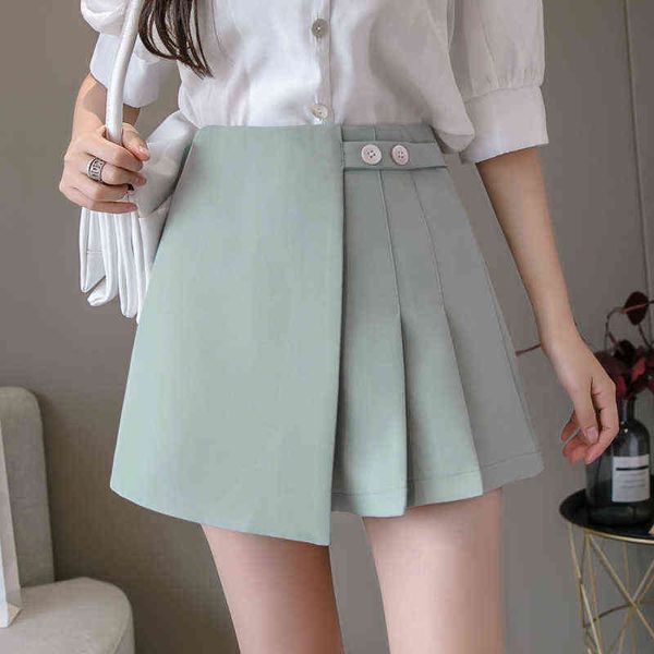 2022 spring summer green shorts female pleated short skirt women irregular slit wide leg shorts ladies casual short trousers y220311, White;black
2022 spring summer green shorts female pleated short skirt women irregular slit wide leg shorts ladies casual short trousers y220311, White;black