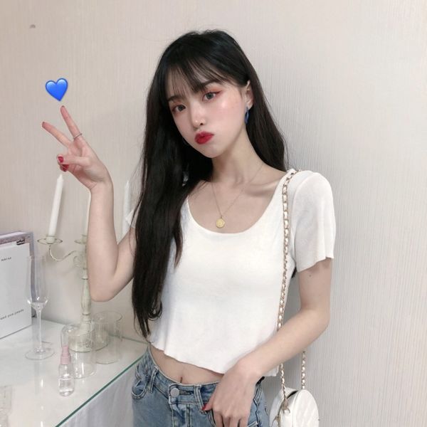 short sleeve women's 2020 summer new slim coat t-shirt fit short solid color t-shirt korean version ins super fashion vqa8r vqa8, White;black
short sleeve women's 2020 summer new slim coat t-shirt fit short solid color t-shirt korean version ins super fashion vqa8r vqa8, White;black