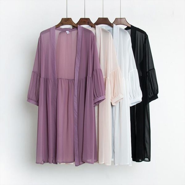 2021 summer autumn women midi long cardigan jacket casual loose chiffon cardigans female long sleeve thin coat plus size ab1497, White;black
2021 summer autumn women midi long cardigan jacket casual loose chiffon cardigans female long sleeve thin coat plus size ab1497, White;black