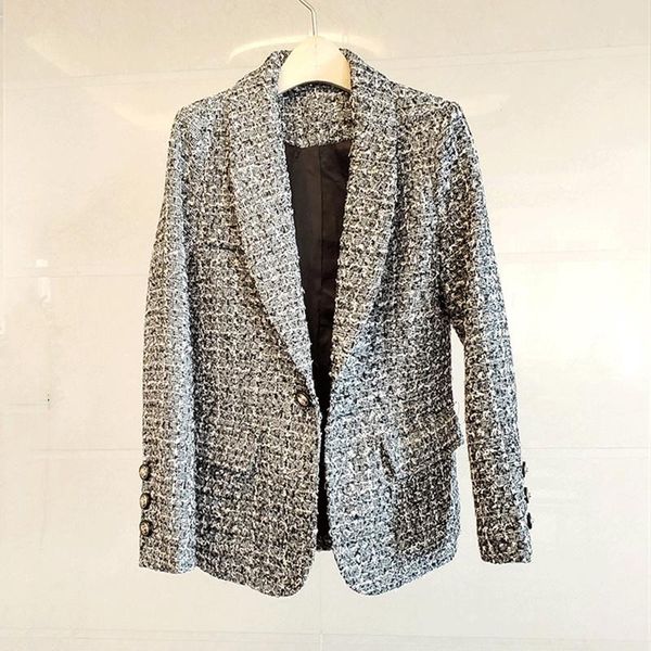 blazer feminino autumn new style temperament self-cultivation suit jacket women's plaid tweed women blazers and jackets, White;black
blazer feminino autumn new style temperament self-cultivation suit jacket women's plaid tweed women blazers and jackets, White;black