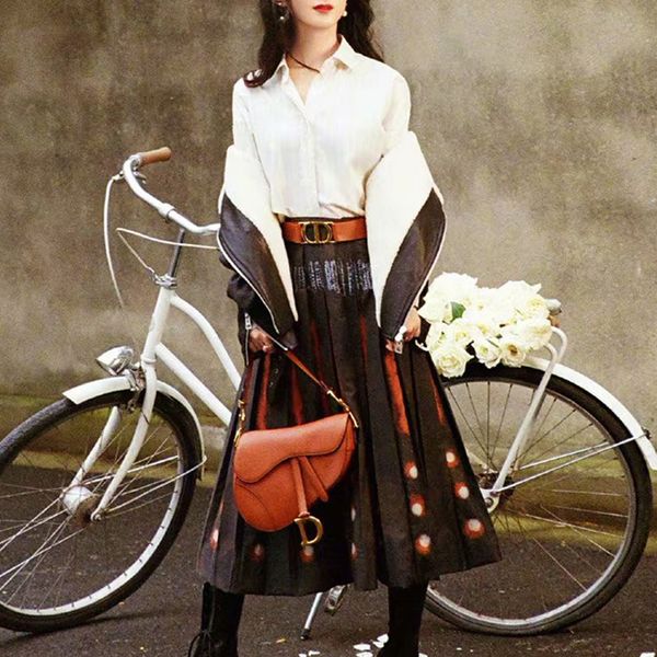 2021 spring new striped printing style long sleeved retro shirt with impression big skirt suit women clothes zsgm, White
2021 spring new striped printing style long sleeved retro shirt with impression big skirt suit women clothes zsgm, White