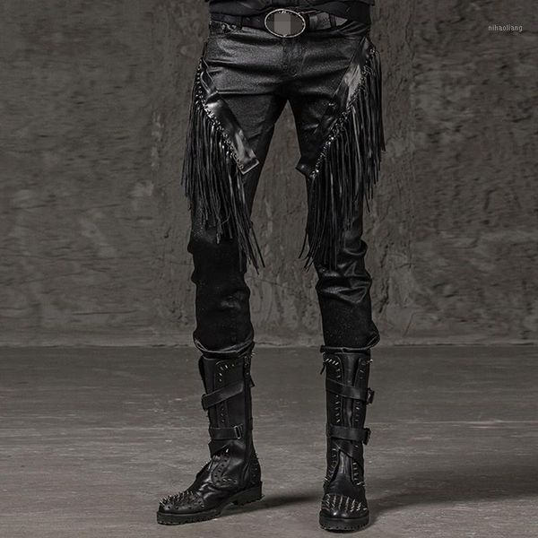 men's pants punk style tassel pencil mens fashion solid motorcycle trousers streetwear casual slim fit elastic male plus size1, Black
men's pants punk style tassel pencil mens fashion solid motorcycle trousers streetwear casual slim fit elastic male plus size1, Black