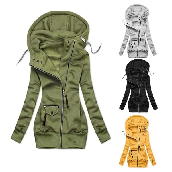 women long sleeve hoodie jacket solid turtleneck drawstring zip sweatshirt coat mxma, Black;brown
women long sleeve hoodie jacket solid turtleneck drawstring zip sweatshirt coat mxma, Black;brown