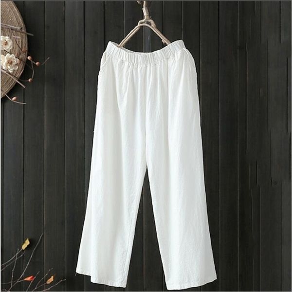 plus size white cotton women summer elastic waist loose casual black wide leg pants women's pocket ankle length trousers 1017, Black;white
plus size white cotton women summer elastic waist loose casual black wide leg pants women's pocket ankle length trousers 1017, Black;white