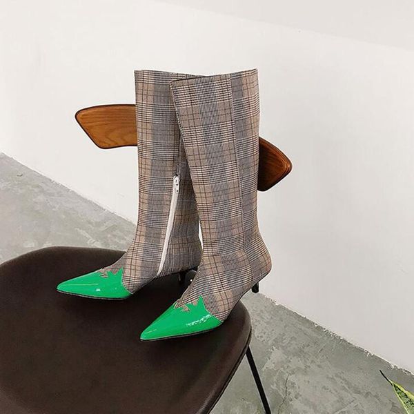 boots selling canvas plaid patchwork knee high women's pointed toe kitten heel ins fashion shoes women, Black
boots selling canvas plaid patchwork knee high women's pointed toe kitten heel ins fashion shoes women, Black