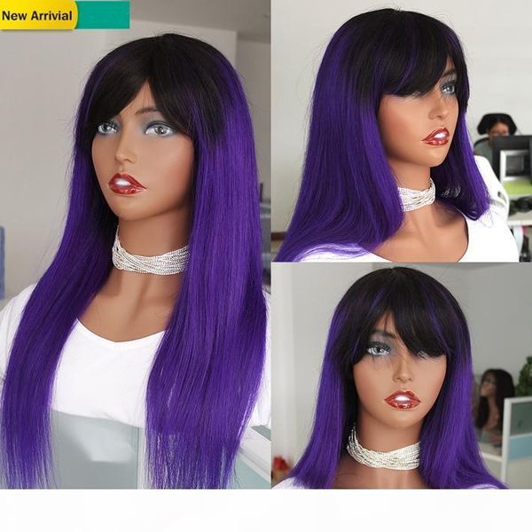 purple glueless ombre wig silky straight peruvian remy natural human hair wig with bangs for black women 1b purple colored non lace wig, Black;brown
purple glueless ombre wig silky straight peruvian remy natural human hair wig with bangs for black women 1b purple colored non lace wig, Black;brown
