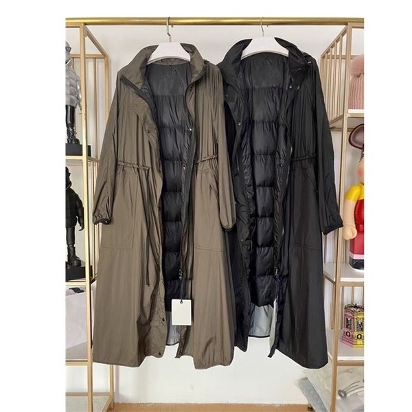 long coat women nylon zipper trench with 90% white duck down filling light warm down vest inside lady outerwear lj201128, Tan;black
long coat women nylon zipper trench with 90% white duck down filling light warm down vest inside lady outerwear lj201128, Tan;black