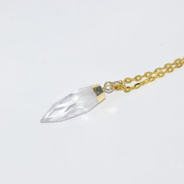 fashion jewelry natural clear rock crystal quartz pendant chain necklace long faceted stone pendant necklace women, Silver 
fashion jewelry natural clear rock crystal quartz pendant chain necklace long faceted stone pendant necklace women, Silver