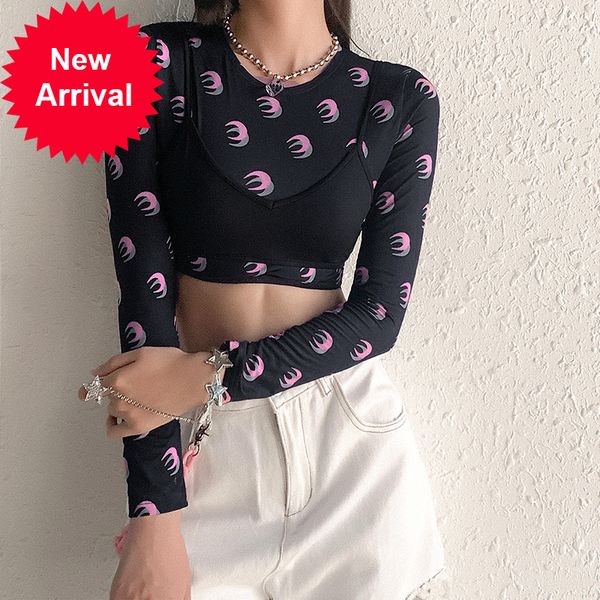 2021 new women t moon shirt y2k harvest long thin 2 piece streetwear outfits the neck 8884, White
2021 new women t moon shirt y2k harvest long thin 2 piece streetwear outfits the neck 8884, White