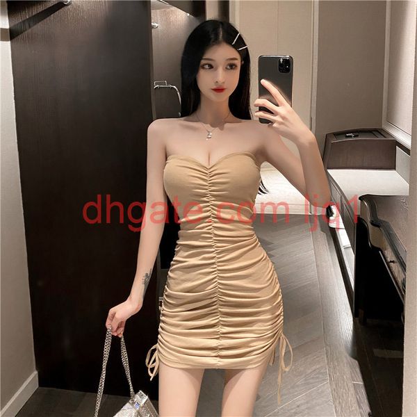 20ss new women dresses prom dress strapless tube bag hip short skirt summer style pleated drawstring slim dress, Black;gray
20ss new women dresses prom dress strapless tube bag hip short skirt summer style pleated drawstring slim dress, Black;gray
