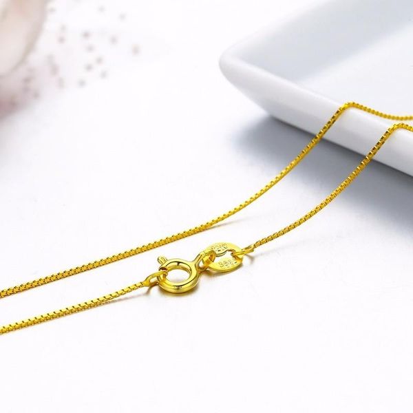 chains 40cm-60cm 100% real 925 sterling silver with gold color 0.8mm box chain necklace for women kids girls men fashion jewelry
chains 40cm-60cm 100% real 925 sterling silver with gold color 0.8mm box chain necklace for women kids girls men fashion jewelry
