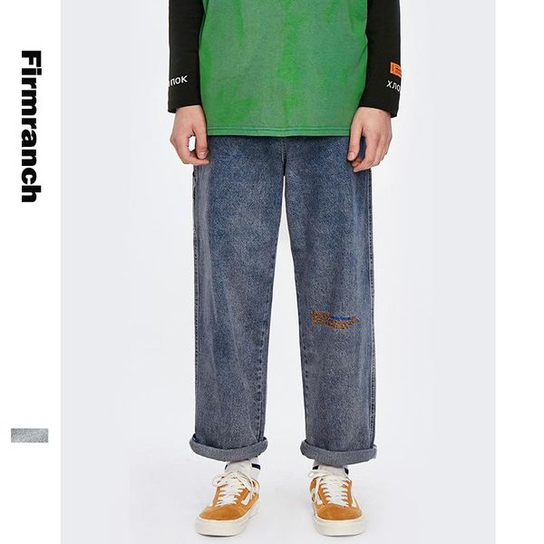 men's jeans firmranch spring/autumn amei khaki embroidered straight casual bottom back pocket denim for men loose long youth trousers, Blue
men's jeans firmranch spring/autumn amei khaki embroidered straight casual bottom back pocket denim for men loose long youth trousers, Blue