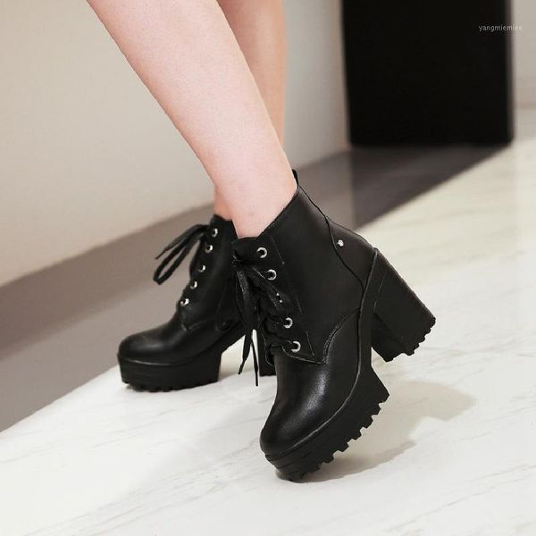 high heel boots women platform ankle boots lace up british style female heel1, Black
high heel boots women platform ankle boots lace up british style female heel1, Black