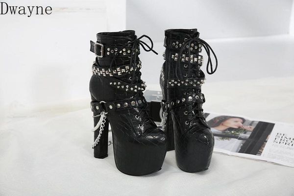 boots fashion women's waterproof platform thick bottom rivets metal chain lace-up europe and the united states autumn and1, Black
boots fashion women's waterproof platform thick bottom rivets metal chain lace-up europe and the united states autumn and1, Black