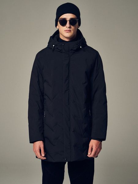 men drawstring hooded zipper down coat v5rz#, Black;brown
